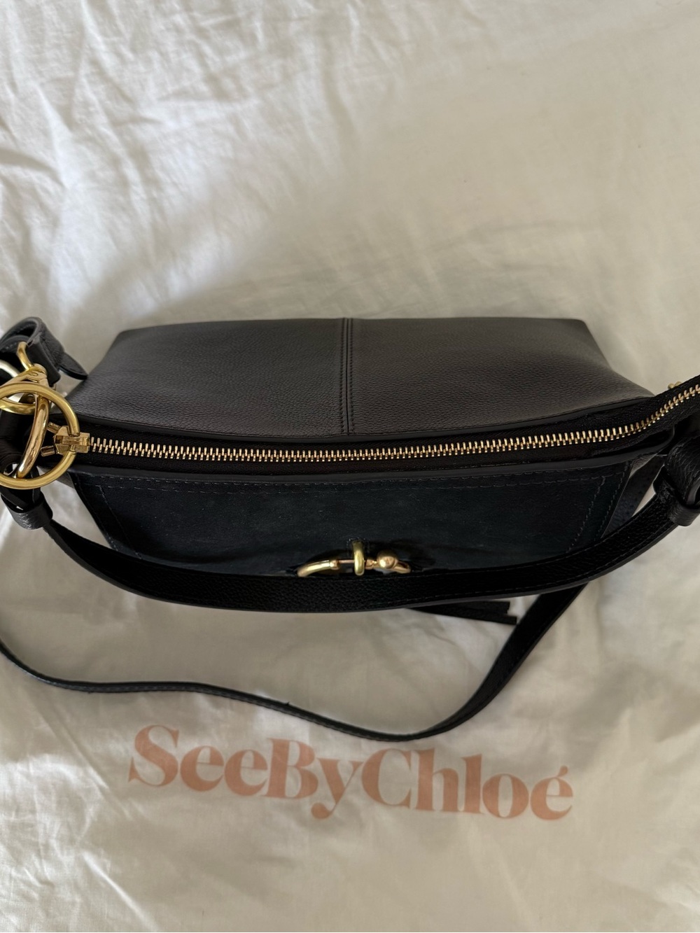 See By Chloe Black Leather Ring-Detail Crossbody Bag - Picture 2 of 11
